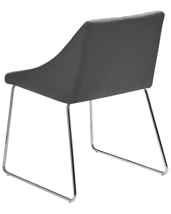 Spisebordsstole Grå Polstrede Stof med Sølv Krom Metalben Sæt af 2 79 x 55 cm Quiltet Moderne Klassisk Design Uden Armlæn Køkken Indretning