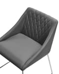 Miniatyrbillede 8 af 10: Spisebordsstole Grå Polstrede Stof med Sølv Krom Metalben Sæt af 2 79 x 55 cm Quiltet Moderne Klassisk Design Uden Armlæn Køkken Indretning
