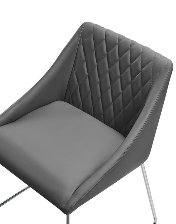 Spisebordsstole Grå Polstrede Stof med Sølv Krom Metalben Sæt af 2 79 x 55 cm Quiltet Moderne Klassisk Design Uden Armlæn Køkken Indretning