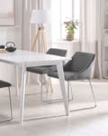 Miniatyrbillede 2 af 10: Spisebordsstole Grå Polstrede Stof med Sølv Krom Metalben Sæt af 2 79 x 55 cm Quiltet Moderne Klassisk Design Uden Armlæn Køkken Indretning