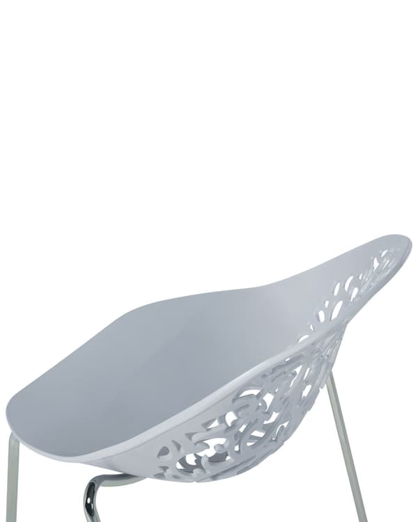 Spisebordsstole Grå Plastik Sølv Metalben 4 stk Moderne Skalstole Udskåret Hullet Blomster Mønster Ryglæn Spisestol Tilbehør Køkken Indretning