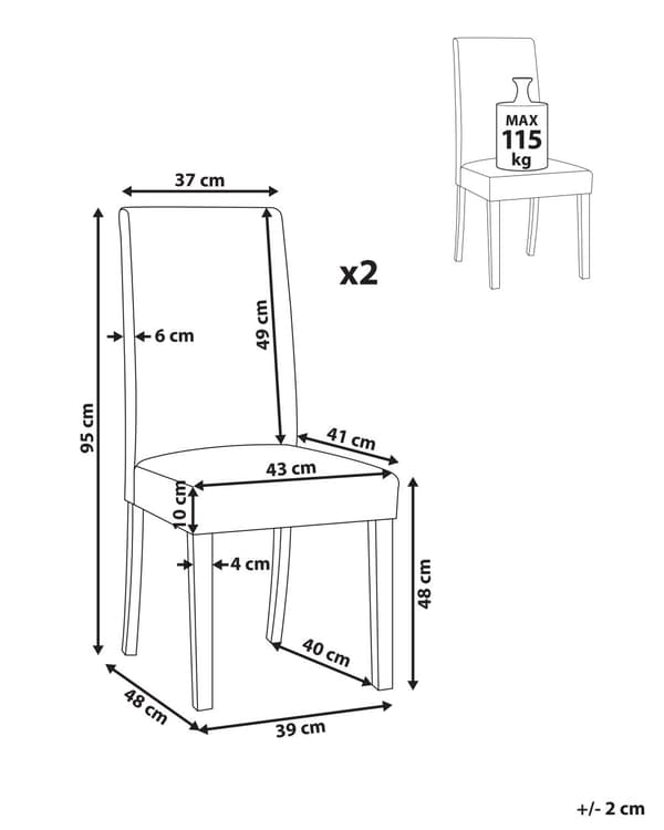 Tuoli kullanruskea 42 x 93 x 59 cm keinonahkaverhoilu mäntypuu 2 kpl lattiasuoja
