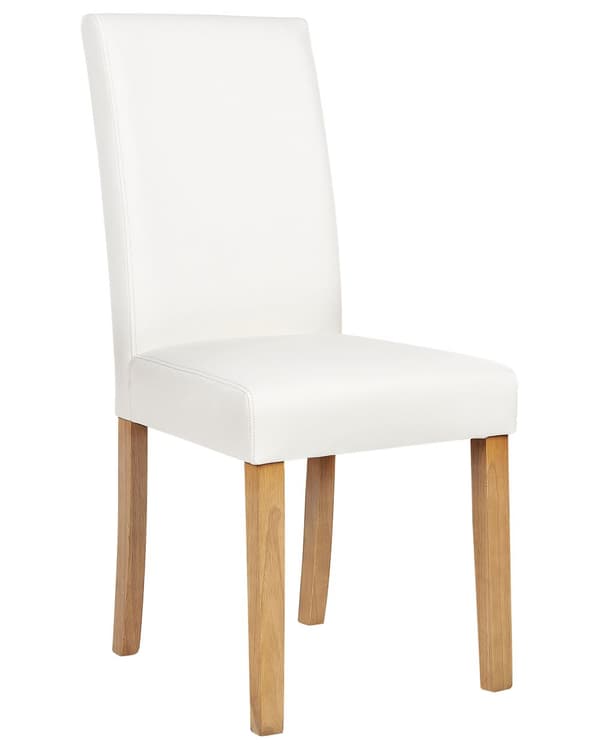 Set med 2 Middagsstolar Vit Konstläder Träben Modern