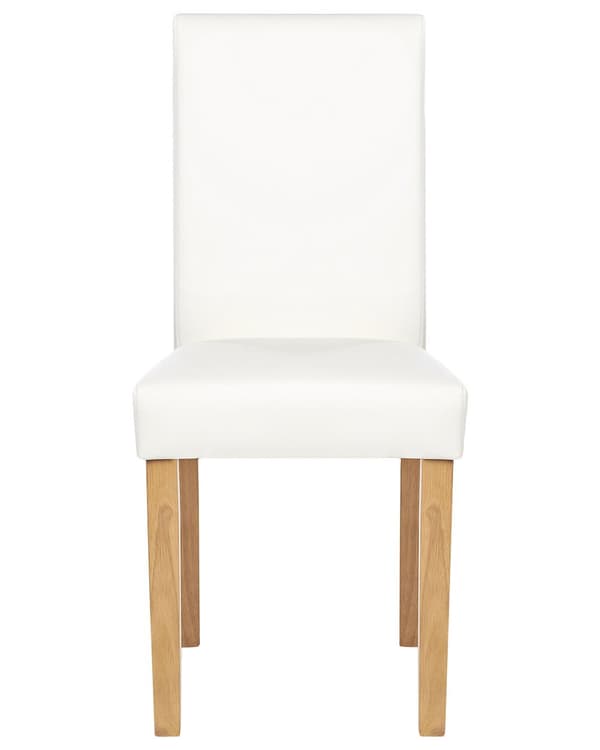 Set med 2 Middagsstolar Vit Konstläder Träben Modern