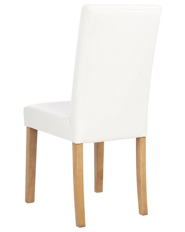 Set med 2 Middagsstolar Vit Konstläder Träben Modern