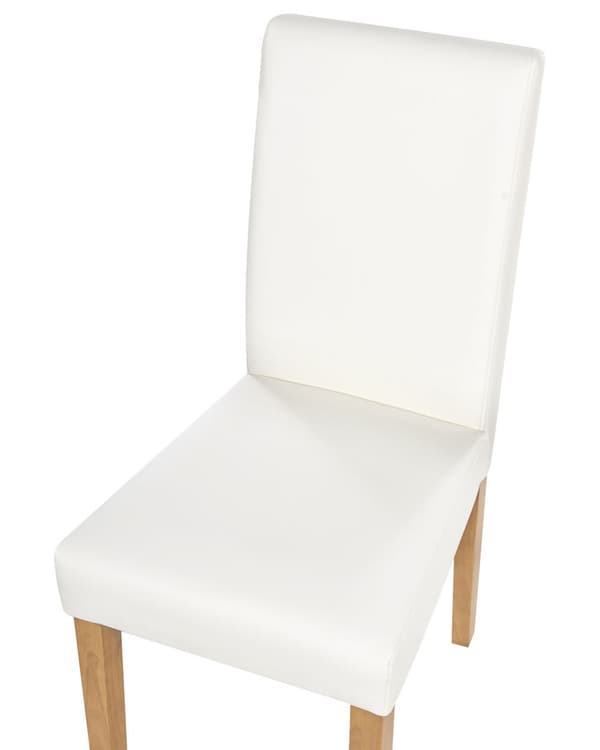 Set med 2 Middagsstolar Vit Konstläder Träben Modern