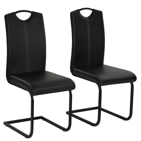 vidaXL spisebordsstole med cantilever 2 stk. kunstlæder sort
