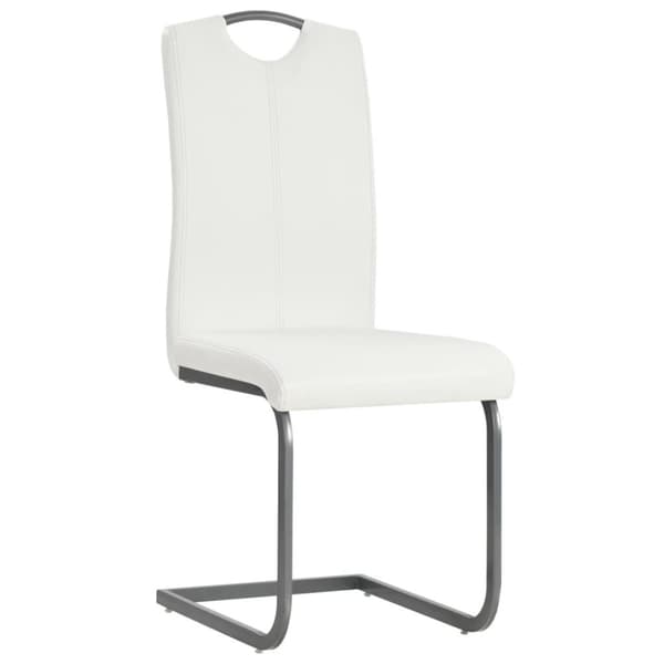 vidaXL spisebordsstole med cantilever 6 stk. kunstlæder hvid