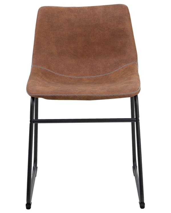 Stol 2 st Brun Tyg Klädsel Svarta Ben Rustik Retro Stil