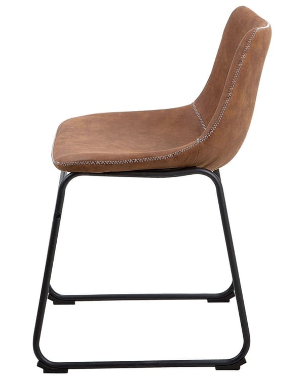 Stol 2 st Brun Tyg Klädsel Svarta Ben Rustik Retro Stil