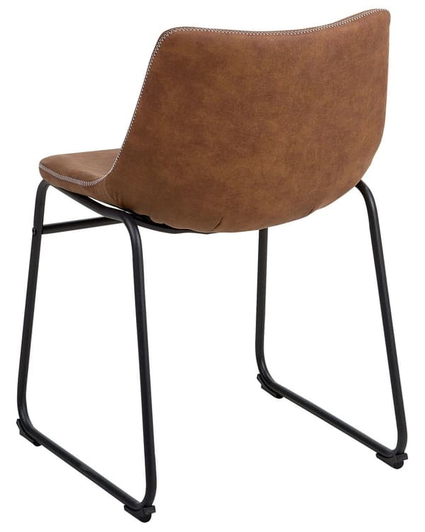 Stol 2 st Brun Tyg Klädsel Svarta Ben Rustik Retro Stil