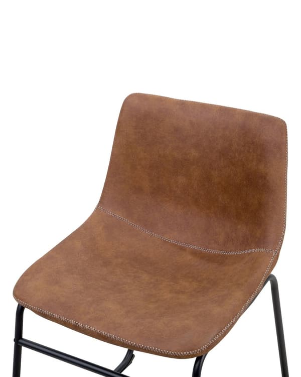 Stol 2 st Brun Tyg Klädsel Svarta Ben Rustik Retro Stil