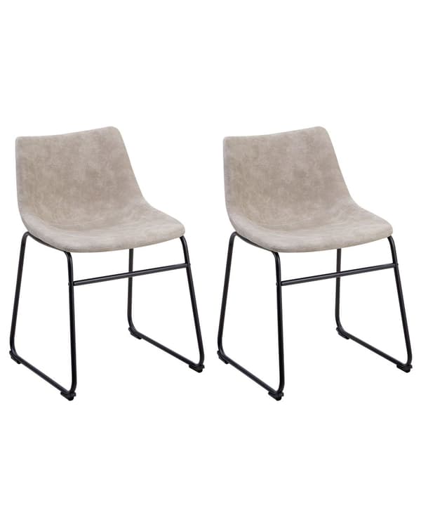 Stol 2 st Beige Tyg Klädsel Svarta Ben Rustik Retro Stil