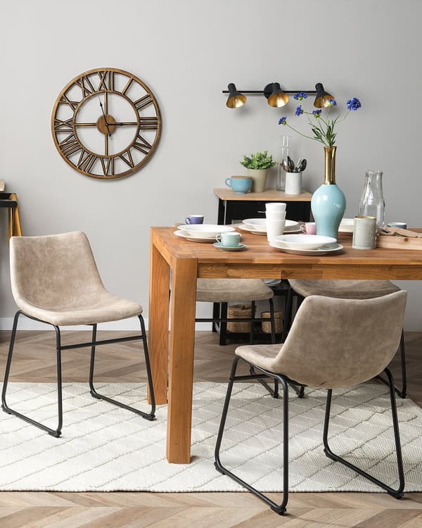 Sæt med 2 Spisestuestole Beige Stof Sorte ben Rustik Retrostil