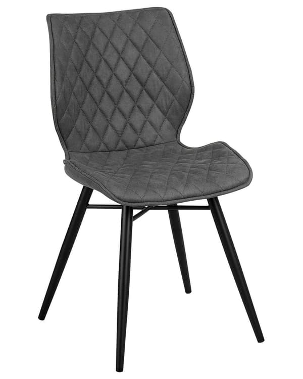 Set av 2 Middagsstolar Grå Tygklädsel Svarta Ben Rustik Retro Stil