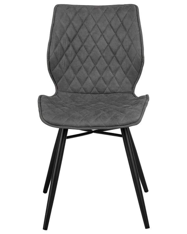 Set av 2 Middagsstolar Grå Tygklädsel Svarta Ben Rustik Retro Stil