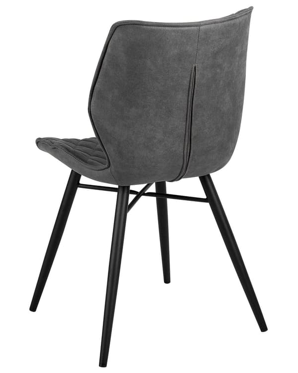 Set av 2 Middagsstolar Grå Tygklädsel Svarta Ben Rustik Retro Stil
