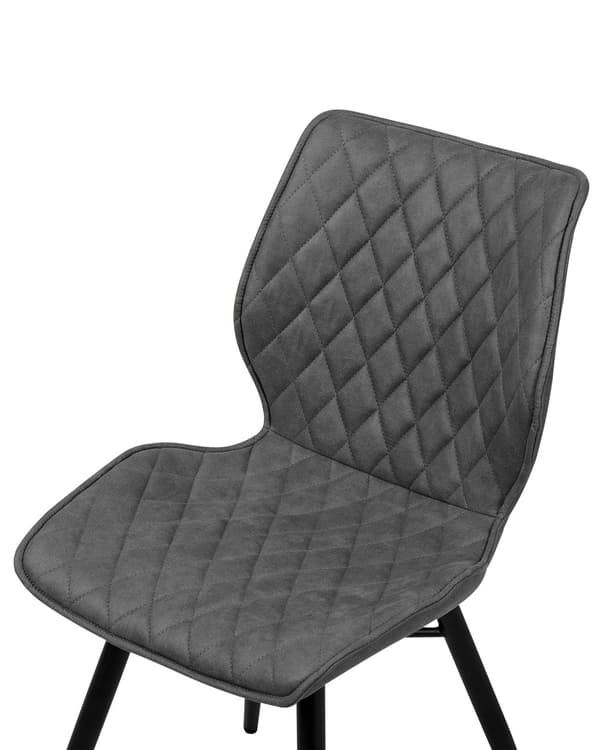Set av 2 Middagsstolar Grå Tygklädsel Svarta Ben Rustik Retro Stil