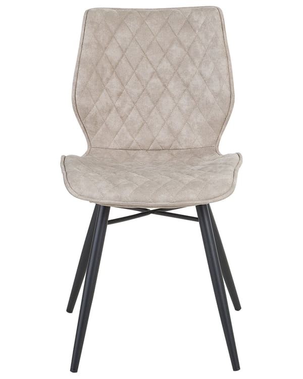 Set av 2 Middagsstolar Beige Tygklädsel Svarta Ben Rustik Retro Stil