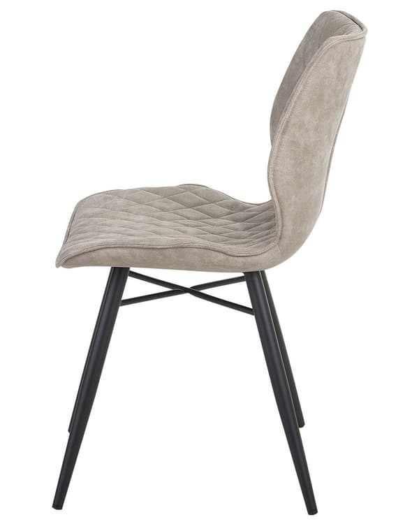 Set av 2 Middagsstolar Beige Tygklädsel Svarta Ben Rustik Retro Stil