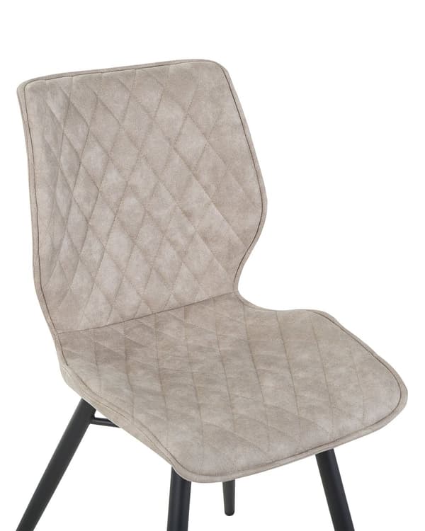 Set av 2 Middagsstolar Beige Tygklädsel Svarta Ben Rustik Retro Stil