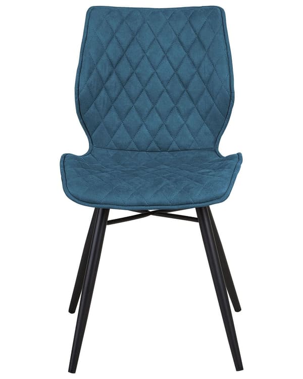 Set av 2 Middagsstolar Blå Tygklädsel Svarta Ben Rustik Retro Stil