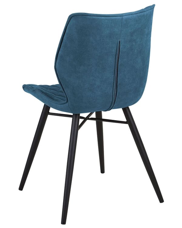 Set av 2 Middagsstolar Blå Tygklädsel Svarta Ben Rustik Retro Stil