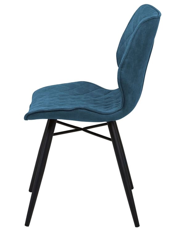 Set av 2 Middagsstolar Blå Tygklädsel Svarta Ben Rustik Retro Stil