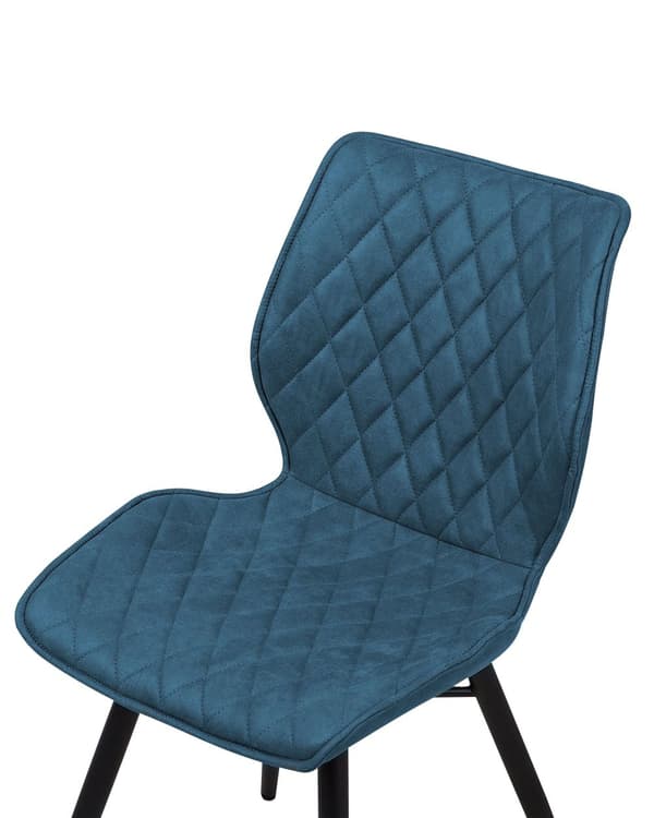 Set av 2 Middagsstolar Blå Tygklädsel Svarta Ben Rustik Retro Stil