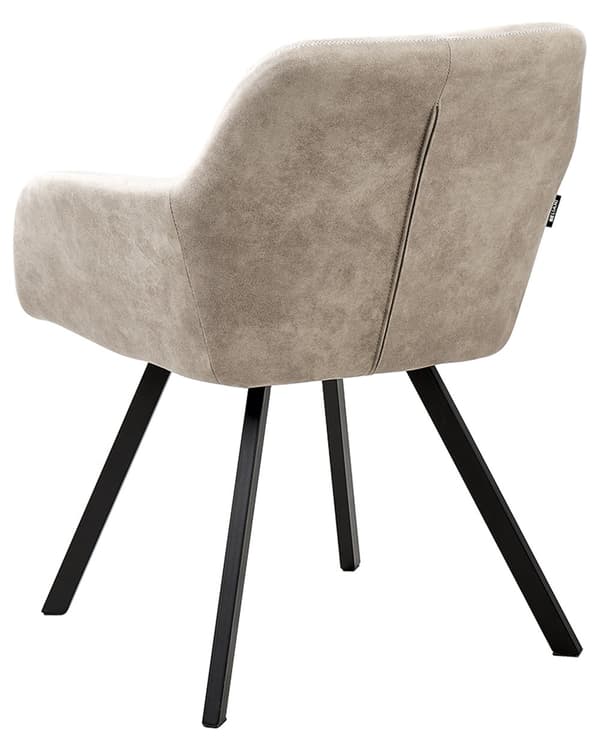 Spisebordsstole Beige Polyester Sorte Metalben Sæt 2 Stk Stof Polstrede Spisestole med Armlæn Quiltet Ryglæn Retro Rustik til Spisestue Køkken
