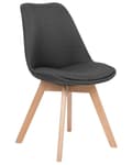 Miniatyrbillede 4 af 10: Spisebordsstole Mørkegrå Polyester og Lyst Træ Sæt 86 x 45 x 49 cm Dekorativ Spisestuestole til Spisestue Køkken Indretning Skandinavisk