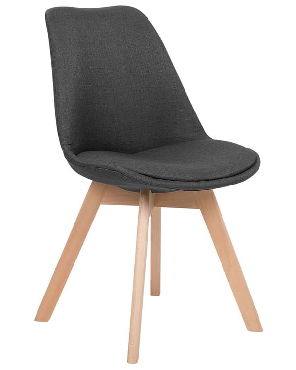 Spisebordsstole Mørkegrå Polyester og Lyst Træ Sæt 86 x 45 x 49 cm Dekorativ Spisestuestole til Spisestue Køkken Indretning Skandinavisk