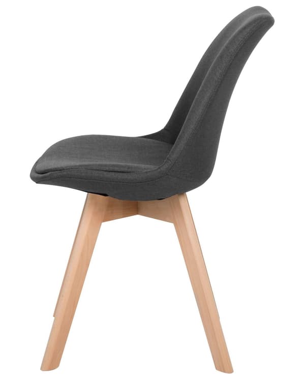 Spisebordsstole Mørkegrå Polyester og Lyst Træ Sæt 86 x 45 x 49 cm Dekorativ Spisestuestole til Spisestue Køkken Indretning Skandinavisk