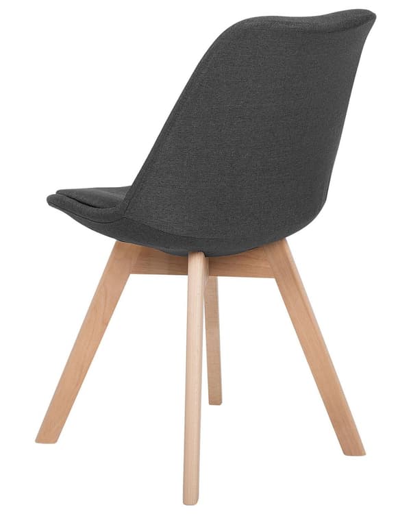 Spisebordsstole Mørkegrå Polyester og Lyst Træ Sæt 86 x 45 x 49 cm Dekorativ Spisestuestole til Spisestue Køkken Indretning Skandinavisk