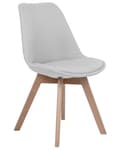 Miniatyrbillede 4 af 10: Spisebordsstole Lysegrå Polyester og Lyst Træ Sæt 86 x 45 x 49 cm Dekorativ Spisestuestole til Spisestue Køkken Indretning Skandinavisk