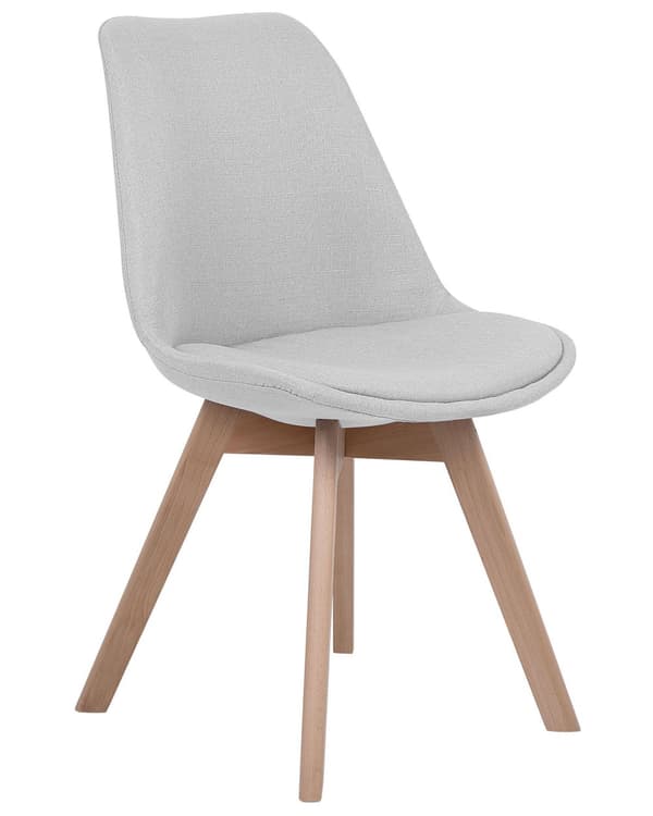 Spisebordsstole Lysegrå Polyester og Lyst Træ Sæt 86 x 45 x 49 cm Dekorativ Spisestuestole til Spisestue Køkken Indretning Skandinavisk