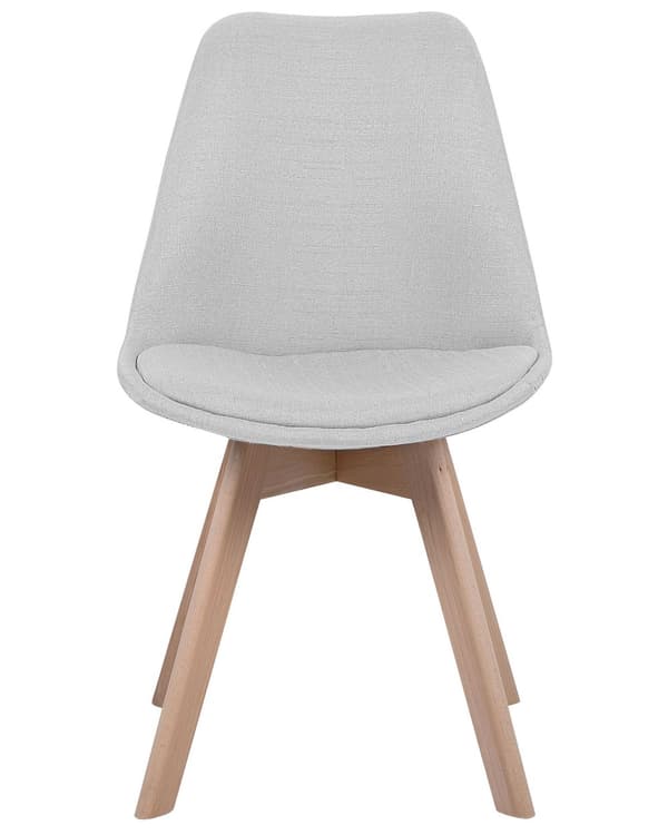 Spisebordsstole Lysegrå Polyester og Lyst Træ Sæt 86 x 45 x 49 cm Dekorativ Spisestuestole til Spisestue Køkken Indretning Skandinavisk