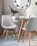 Miniatyrbillede 2 af 10: Spisebordsstole Lysegrå Polyester og Lyst Træ Sæt 86 x 45 x 49 cm Dekorativ Spisestuestole til Spisestue Køkken Indretning Skandinavisk