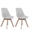 Miniatyrbillede 1 af 10: Spisebordsstole Lysegrå Polyester og Lyst Træ Sæt 86 x 45 x 49 cm Dekorativ Spisestuestole til Spisestue Køkken Indretning Skandinavisk