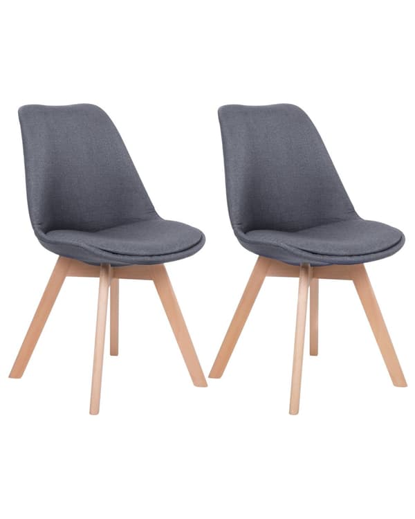 Spisebordsstole Grafitgrå Polstret Polyester og Lyst Træ Sæt 86 x 45 x 49 cm Dekorativ Spisestuestole Spisestue Køkken Indretning Skandinavisk