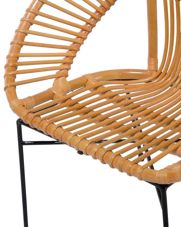 Lænestol Rattan Sand Beige Sort Metalben Stue Spisestue