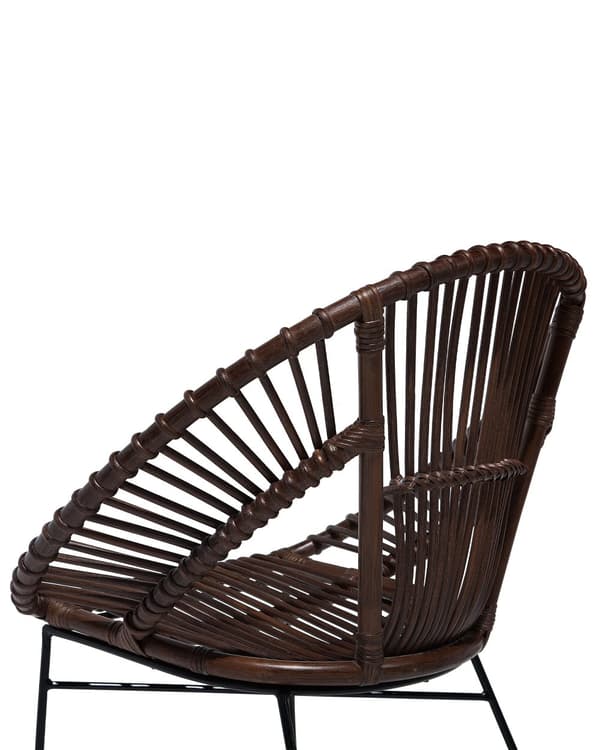 Lænestol Rattan Brun Metalben Stue Spisestue