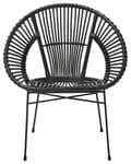 Miniatyrbillede 4 af 11: Lænestol Rattan Sort Metalben Stue Spisestue