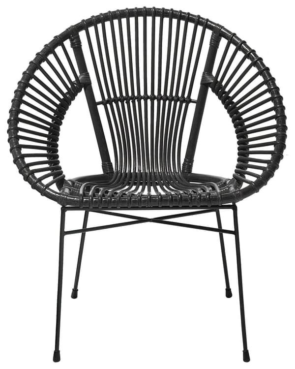 Lænestol Rattan Sort Metalben Stue Spisestue