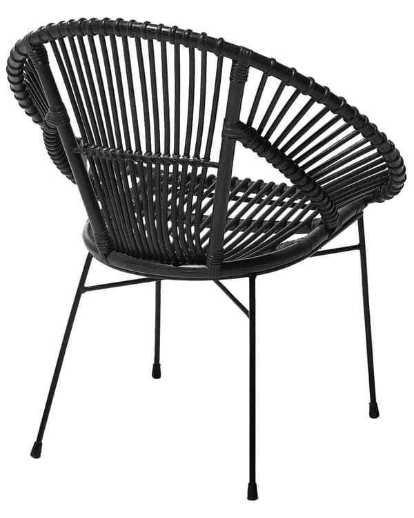 Lænestol Rattan Sort Metalben Stue Spisestue