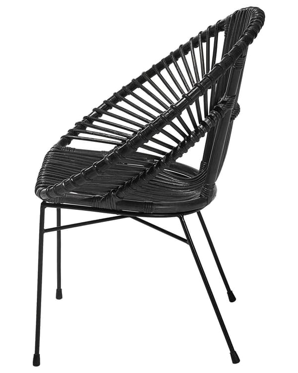 Lænestol Rattan Sort Metalben Stue Spisestue