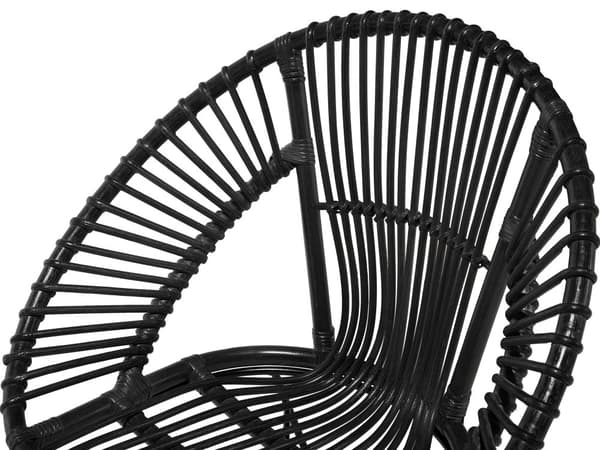 Lænestol Rattan Sort Metalben Stue Spisestue