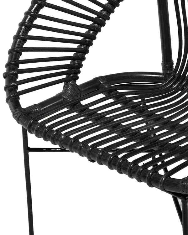 Lænestol Rattan Sort Metalben Stue Spisestue