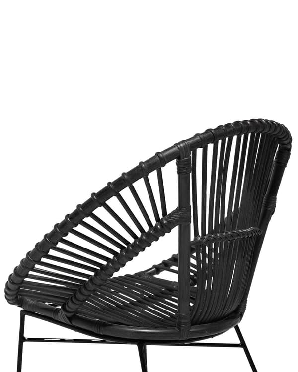 Lænestol Rattan Sort Metalben Stue Spisestue