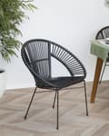 Miniatyrbillede 2 af 11: Lænestol Rattan Sort Metalben Stue Spisestue